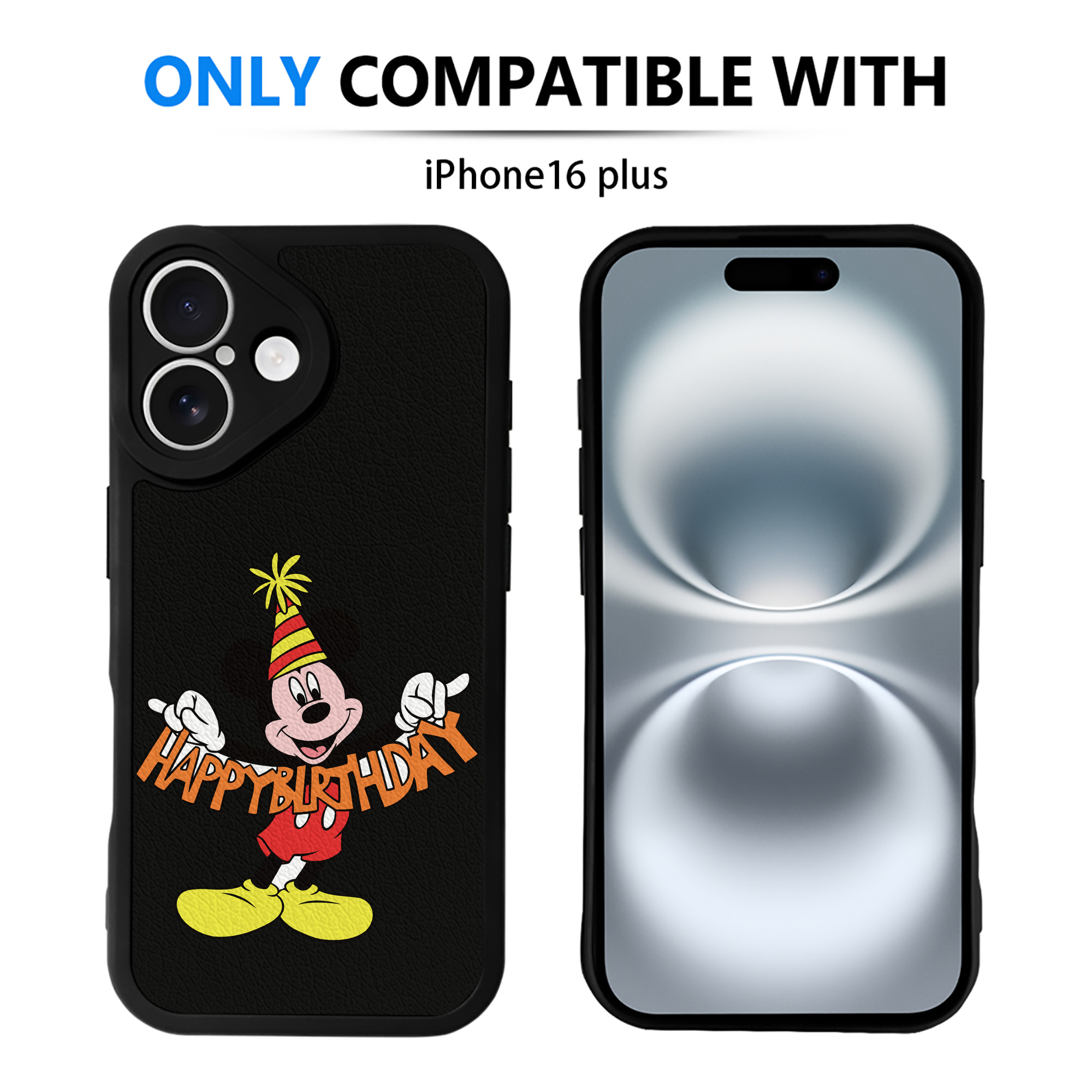 （画像用） ミッキーマウス Mickey Mouse 【iPhone 16シリーズ対応】シリコンスマホケース（レザー調） 材質：シリコン